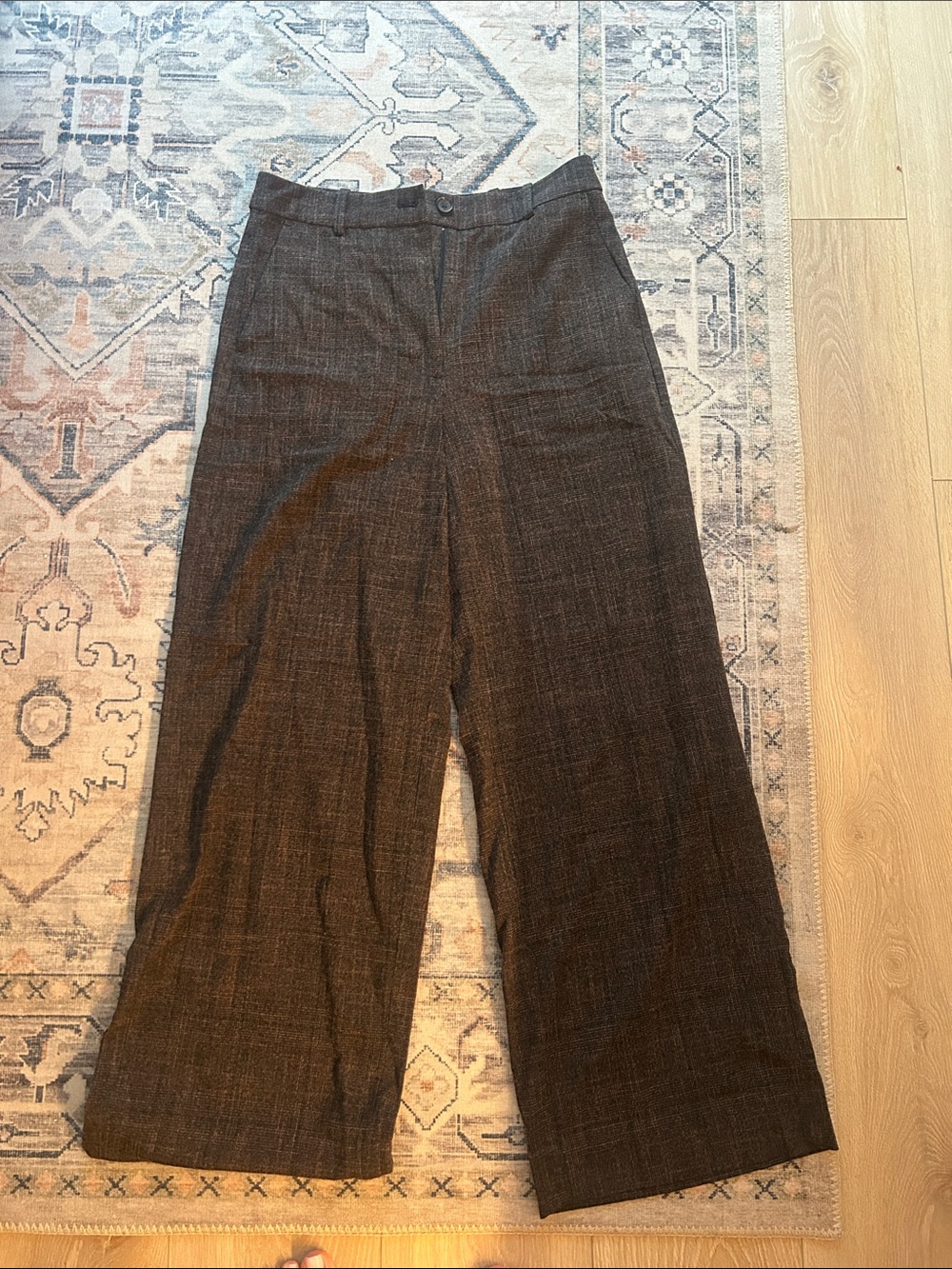Banana Republic Black and Brown Tweed Wide-Leg Trousers